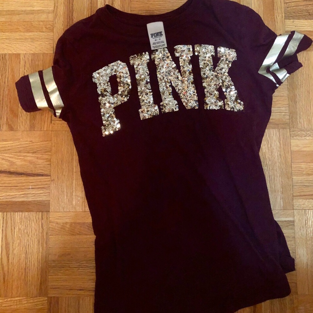 Extra small brand Pink maroon t shirt blinged out